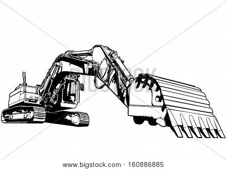 Excavator illustration art vector industry machinery theme.