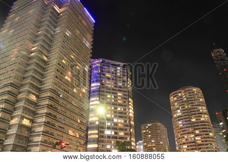 High-rise condominium in Yokohama Minatomirai 21 Japan (night scene)