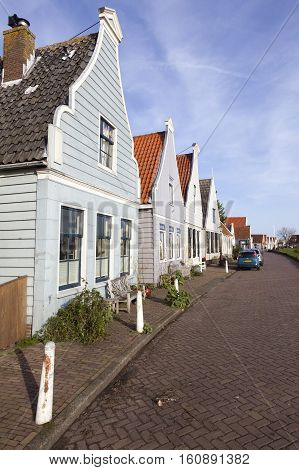 Durgerdam, Netherlands, 22 november 2016: small houses with wooden parts in durgerdam near amsterdam in the netherlands