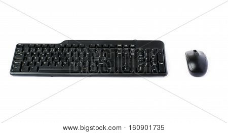 Black computer querty keyboard isolated over white background