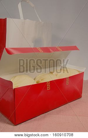 Chinese Manju of Osaka specialties with warm steam