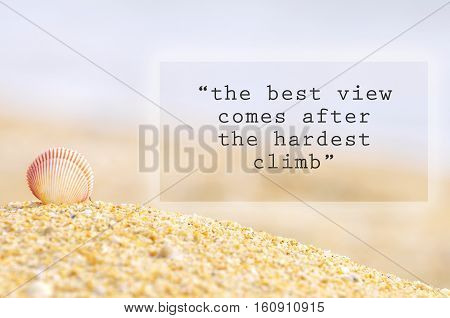 Inspirational Motivating Quote Of Shell Clam On The Sand At The Beach.