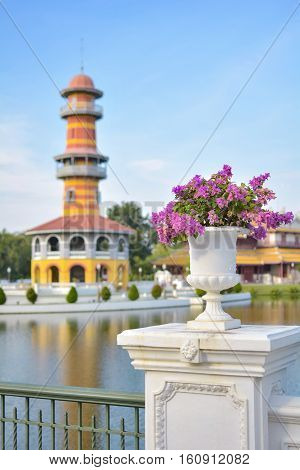 Beautiful day in Bangpa-in summer palace, thailand.