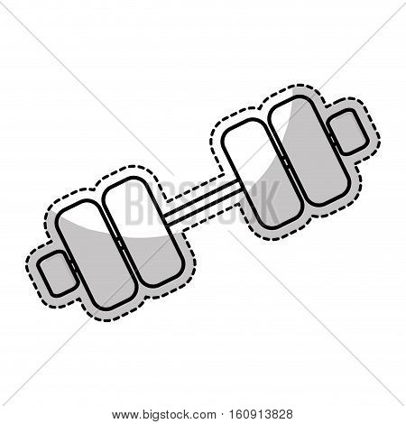 sticker of weight dumbbells gym equipment over white background. fitness lifystyle design. vector illustration