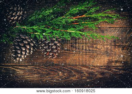 Christmas decoration background. Retro style toned image