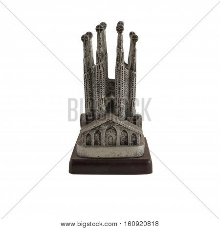 Siver Barcelona souvenir isolated on white background