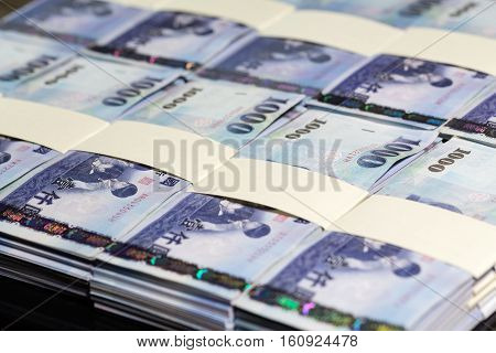New Taiwan Dollars In Stacks