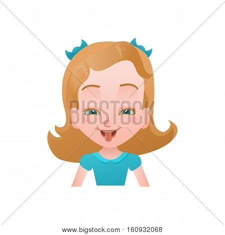 Girl emotions vector set.Emotion faces icons. Female emoji set. Cartoon characters vector illustration