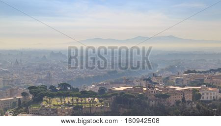 Morning Fog Over Capitol Hill In Rome