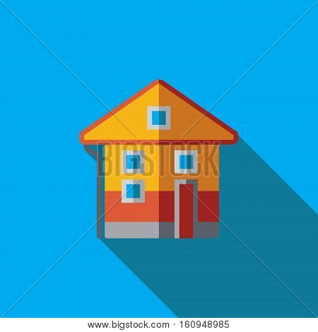 Vector icon or illustration showing real estate business with house in flat design style with long shadow