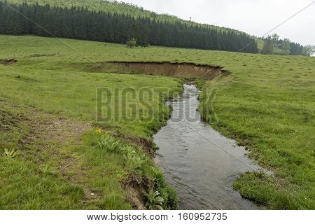 Stream on a meadow in the mountains landscape