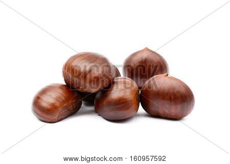 Fresh hot Chestnuts isolated on white background