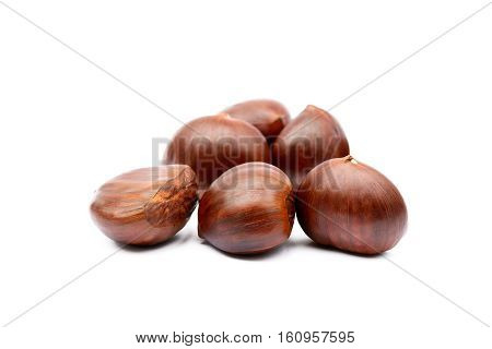Fresh hot Chestnuts isolated on white background