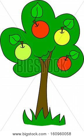 apple, tree, wood, green,  red,nature, fruit, garden, fruiter