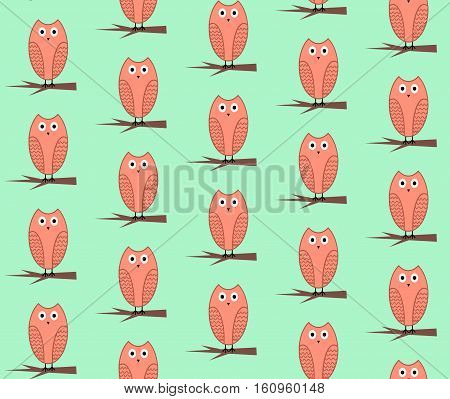owl, wallpaper, illustration, bird, pattern, background, set,
