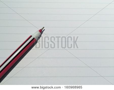 Ball pen on the line paper with space to put text on horizontal side