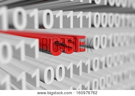 CSE as a binary code with blurred background 3D illustration