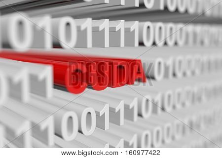 CUDA as a binary code with blurred background 3D illustration