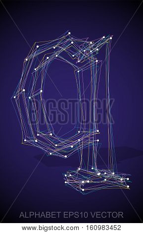Abstract illustration of a Multicolor sketched Q with Transparent Shadow. Hand drawn 3D Q for your design. EPS 10 vector illustration.