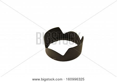 Modern camera lens hood isolated on a white background