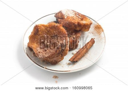 Traditional Christmas Rabanadas. Spanish Torrijas isolated on white background