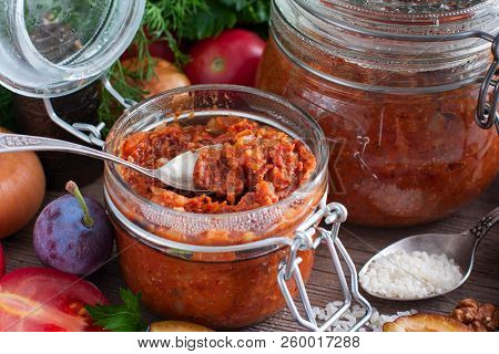 Harvesting In A Glass Jar For The Winter 