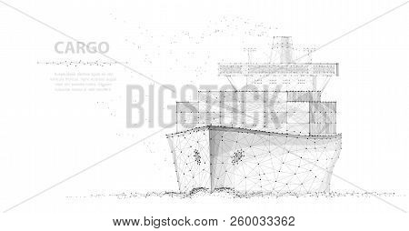 Worldwide Cargo Ship. Abstract Polygonal Wireframe Vector.