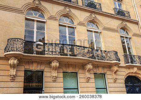 Paris, France - October 7, 2017: Givenchy Luxury Fashion Brand In A Chic Paris Neighborhood On A Fal