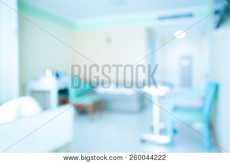Blurred Hospital Standard Vip Room With Beds And Comfortable Medical Equipped In A Modern Hospital