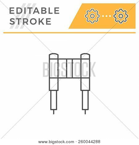 Motorcycle Fork Line Icon Isolated On White. Editable Stroke. Vector Illustration