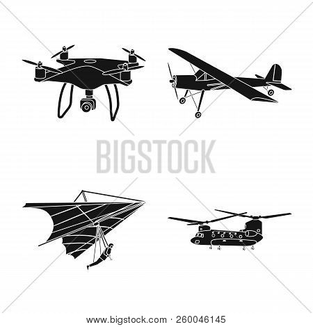 Isolated Object Of Plane And Transport Sign. Set Of Plane And Sky Vector Icon For Stock.