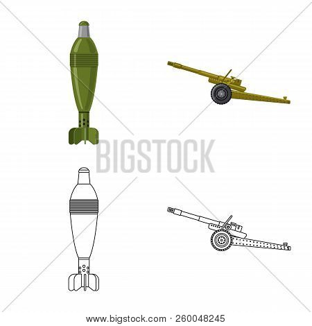 Vector Illustration Of Weapon And Gun Sign. Collection Of Weapon And Army Vector Icon For Stock.