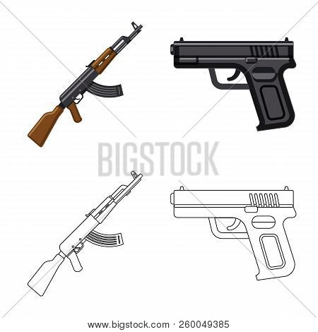 Vector Design Of Weapon And Gun Icon. Set Of Weapon And Army Vector Icon For Stock.