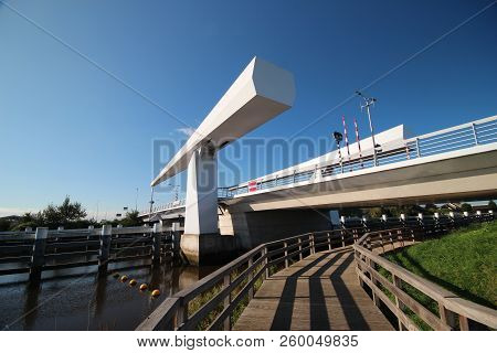 Steel Drawbridge Over River Hollandsche Ijssel Named Gouderaksebrug To Connect Krimpenerwaard With C