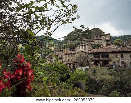Horizontal View Of The Catalan Village Of Rupit I Pruit In Summertime