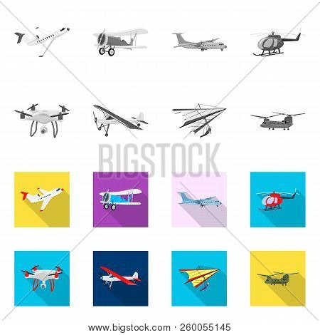 Vector Design Of Plane And Transport Logo. Collection Of Plane And Sky Vector Icon For Stock.