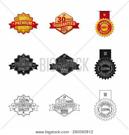 Vector Design Of Emblem And Badge Sign. Set Of Emblem And Sticker Stock Symbol For Web.