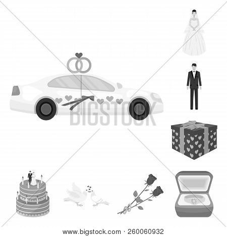 Wedding And Attributes Monochrome Icons In Set Collection For Design.newlyweds And Accessories Vecto