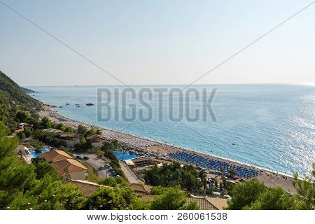 Kathisma Beach, Lefkada Island, Greece. Kathisma Beach Is One Of The Best Beaches In Lefkada Island 