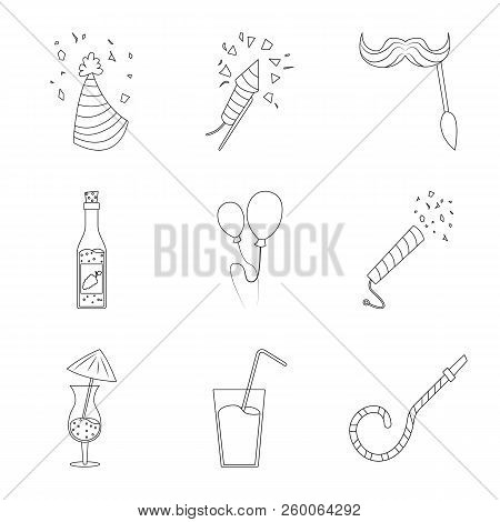 Vector Illustration Of Party And Birthday Symbol. Collection Of Party And Celebration Stock Vector I