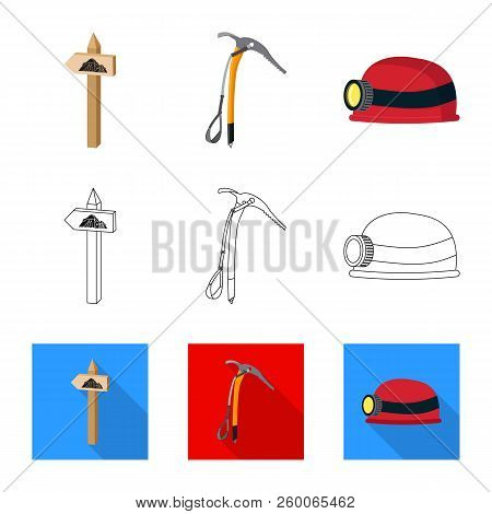 Vector Design Of Mountaineering And Peak Icon. Collection Of Mountaineering And Camp Vector Icon For