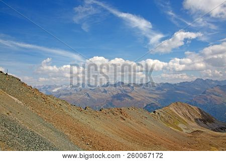 Autumn landscape surrounding mountain railway to Parsenn in Davos, Switzerland