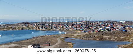 Qeqertarsuaq, Greenland - July 06, 2018: Panoramic View Of Qeqertarsuaq On The Disko Island