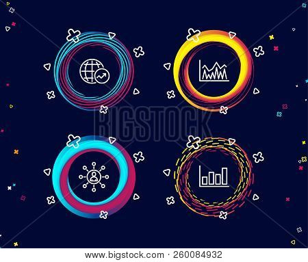 Set Of Networking, Investment And World Statistics Icons. Report Diagram Sign. Business Communicatio