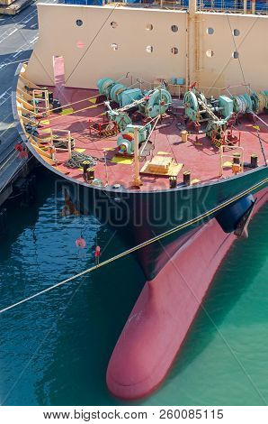 Forecastle Of The Container Vessel In Port