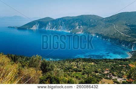 Amazing Landscape Of Mediterranean Island. Summer Vacation. Greece, Island Ithaki-view Of The Pictur