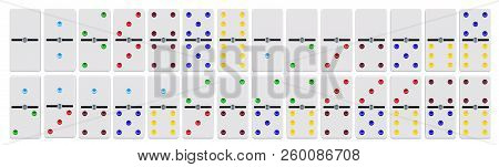 White Dominoes Set. 3d Rendering Isolated On White Background