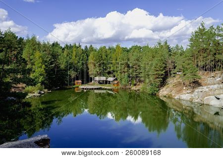 Canyon In Autumn Forest On A Warm Sunny Day, Ukraine, Zhytomyr Region, Korostyshevsky District