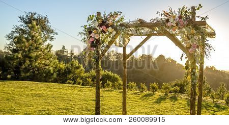 Chuppah On A Lawn With A Picturesque View