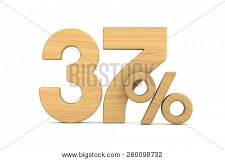 thrity seven percent on white background. Isolated 3D illustration